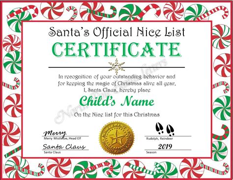 More than 800,000 products make your work easier. Santa's Official Nice List Certificate - North Pole Santa ...
