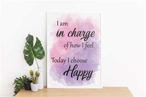 I Choose To Be Happy Inspirational Quote Printable For Poster Etsy