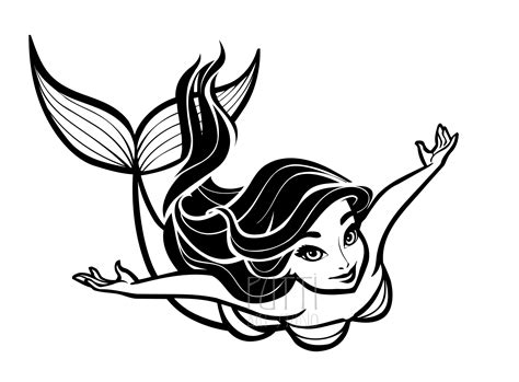 Petite Sirène Svg Eps Mermaid Svg Digital Download Art Png Vector One