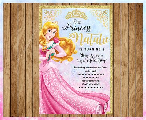 Princess Aurora Party Invitation Sleeping Beauty Printable Invitation