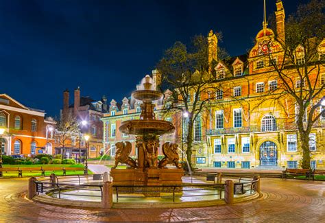 Night View Of Town Hall In Leicester England Stock Photo Download
