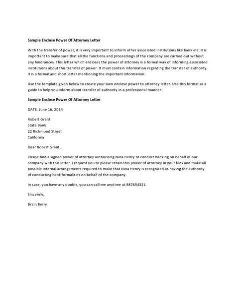 Sample Letter Of Power Of Attorney For Authorization For