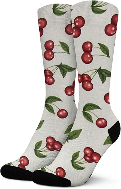 Cherry Cherries 1 01 Womens Socks Funny Green Clovers Athletic Socks