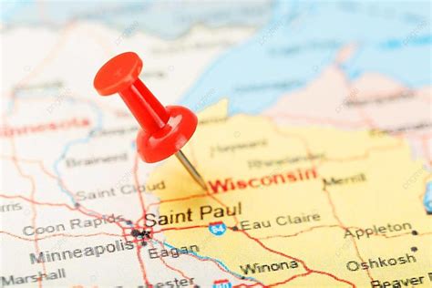 الدبوس الأحمر علامات رأس المال ولاية ويسكونسن على خريطة السياحة في