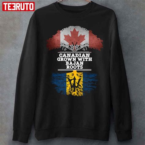 Canadian Grown With Bajan Roots Barbados Flag Unisex Sweatshirt Teeruto