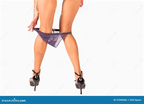 Pulling Down Grey Panty Stock Photography Image