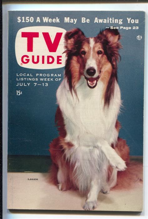 tv guide 7 7 1956 lassie willard mullin and arnold roth art cover illinois no label news stand