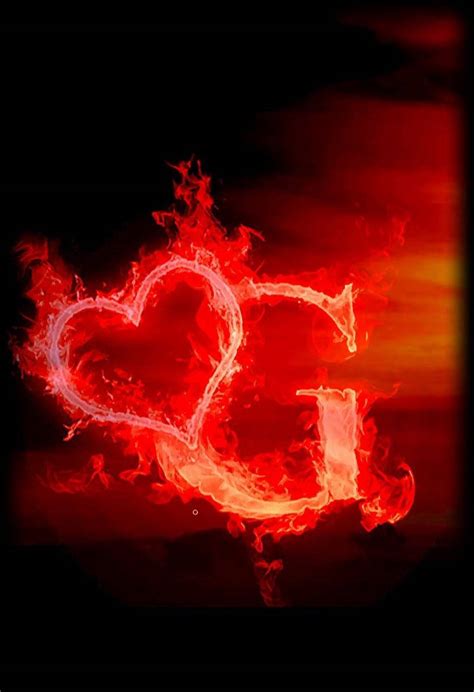 Download Letter G Flaming Heart Wallpaper