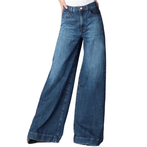 Mid Blue Thelma Super Wide Leg Jeans Brandalley