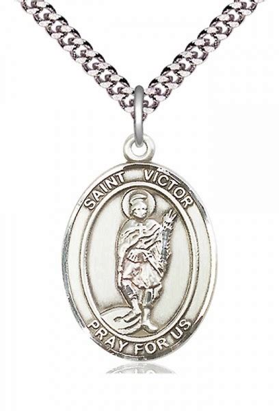 Pewter St Victor Of Marseilles Necklace