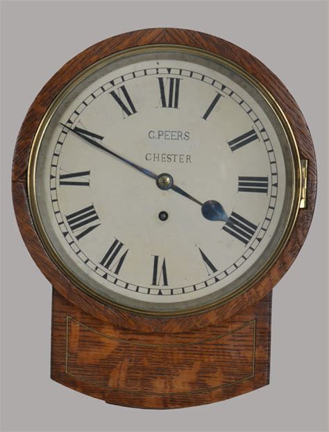 Antiques Atlas Oak Cased Brass Inlaid Drop Dial Wall Clock