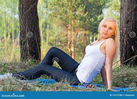 Woman Exercising In The Park Stock Photo Image Of Gymnastics Health