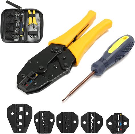 Mengshen Crimping Tool Kit Ratchet Crimper With 5 Interchangeable Jaws