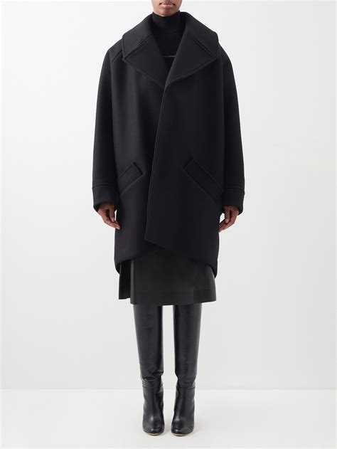 Black Oversized Pressed Wool Coat Saint Laurent Matchesfashion Uk