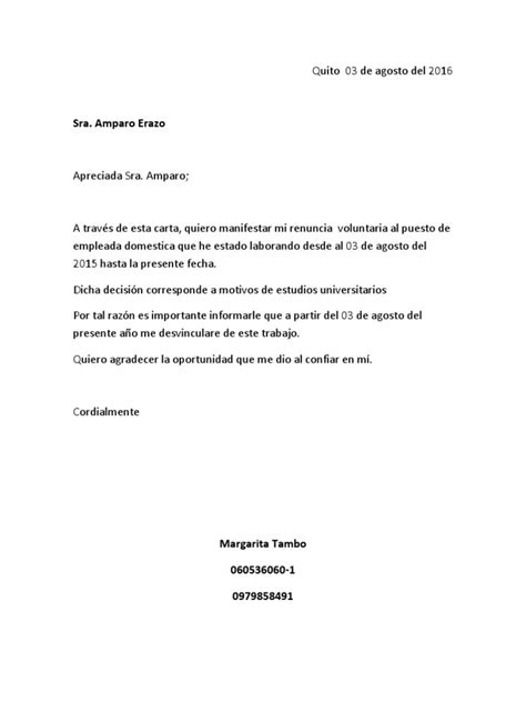 Carta De Renuncia Colombiana