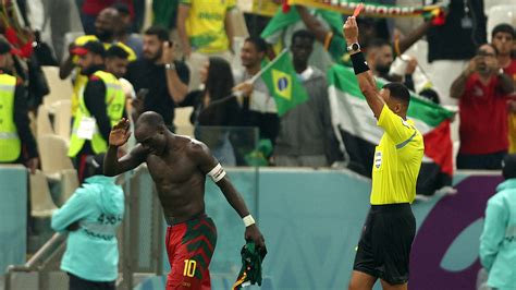 Watch Aboubakar Gets Red Card For Taking Off Shirt In Celebration After Heading Cameroon To