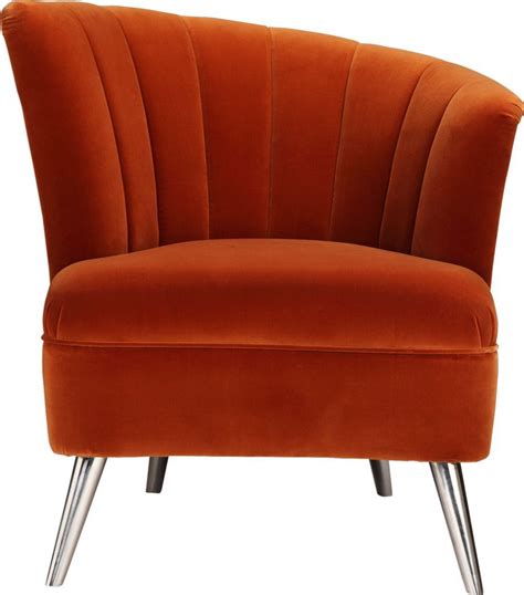 Carmela Orange Right Side Accent Chair Orange Accent Chair Accent Chairs For Living Room