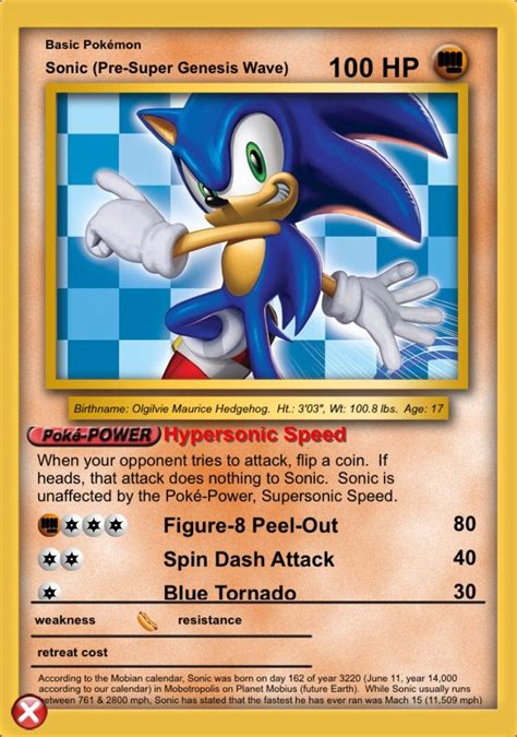 Sonic The Hedgehog Pokemon Card