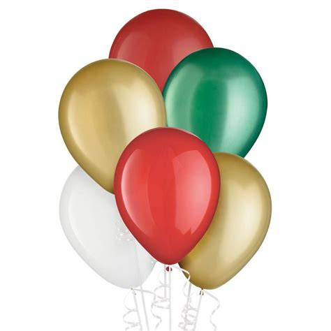 15ct 11in Traditional Christmas 5 Color Mix Latex Balloons Gold