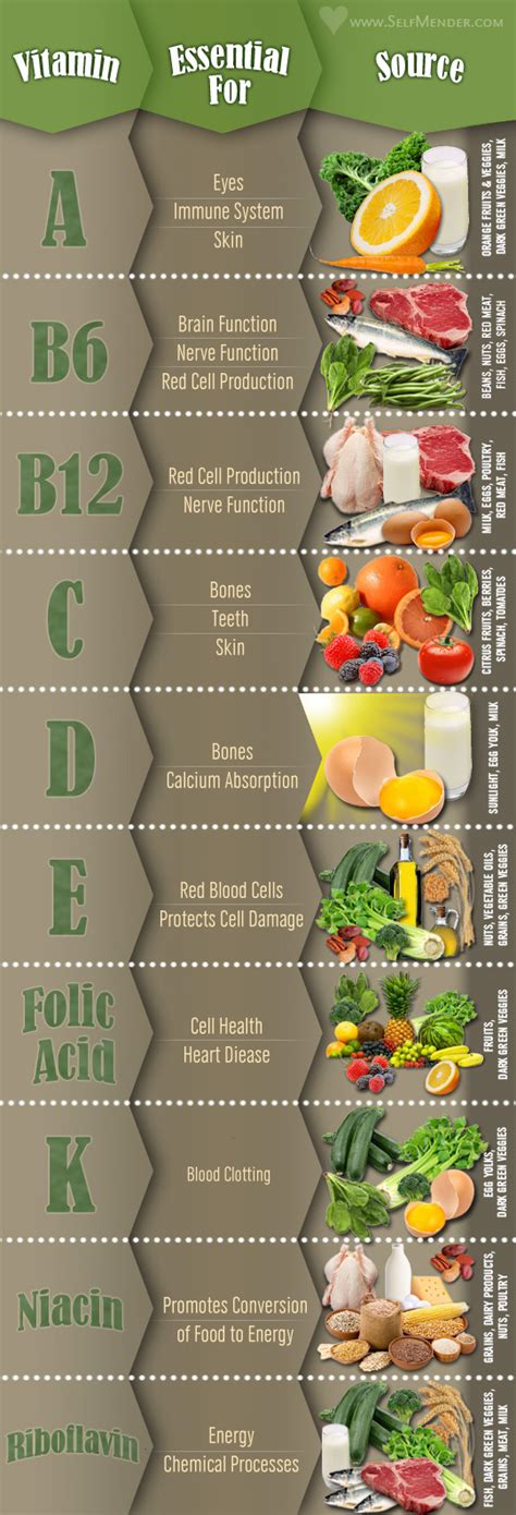 10 Vitamins Info Table Infographic