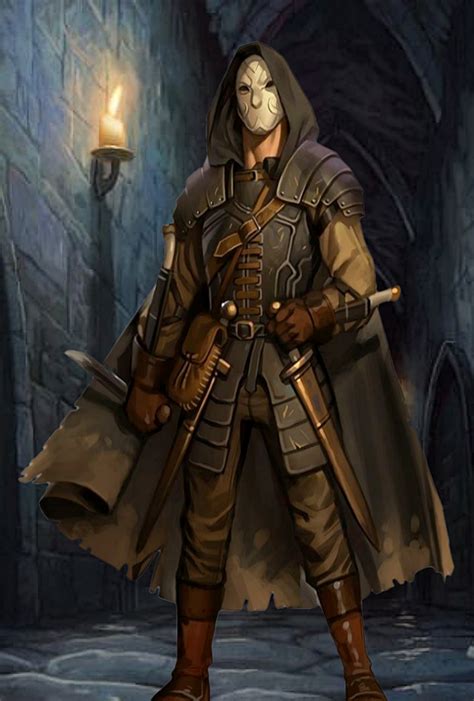M Rogue Thief Leather Armor Cloak Swords Dagger Urban City Undercity Character Creation
