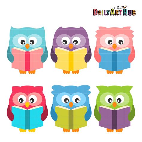 Reading Owls Clip Art Set Daily Art Hub Graphics Alphabets And Svg