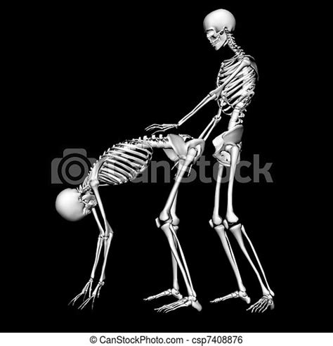 Stock Illustration Of Hold Still Skeletons In A Sexual Pose Intended As A Prank Csp7408876