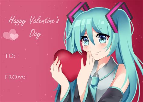 Hatsune Miku Anime Valentines Day Card 5x7 Inches