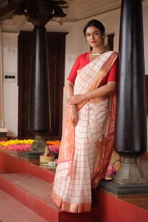 Kerala Saree With Kasavu Border Copy Byhand I Indian Ethnic Wear Online I Sustainable