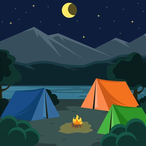 Night Camping Illustration Vector 209086 Vector Art At Vecteezy