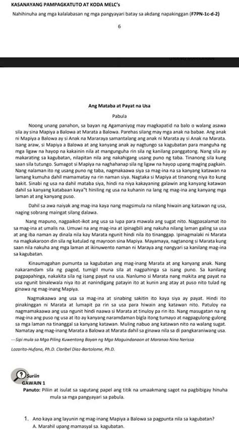 Ilahad Ang Aral Na Natutuhan Mula Sa Nabasang Kwento Na Ang Mataba At