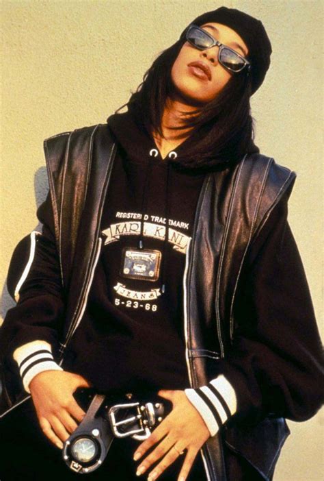 Aaliyah Classic Black Shades Hood And Leather Beauty Inspiration