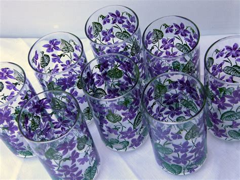 Set Of 8 Purple Violet Drinking Glasses By Libbey Etsy