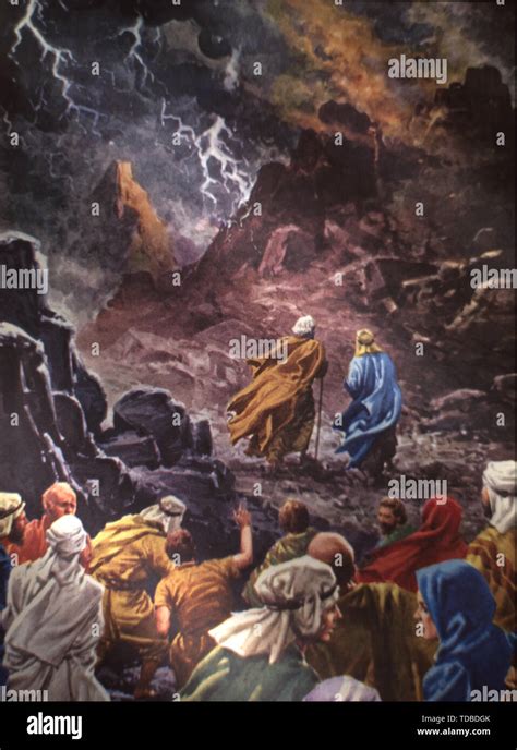 Illustration From The Bible Depicting Exodus 192 Moses Mount Sinai