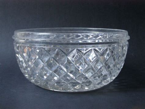 vintage diamond cut clear glass serving bowl starburst pattern base no lid ebay