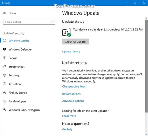 Create Windows Update Shortcut In Windows 10 Tutorials
