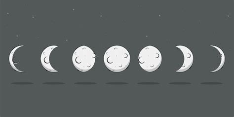 Fases De La Luna Vector Iconos De Ciclo Lunar Plano De Dibujos Animados