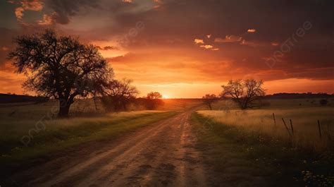 Dirt Road At Sunset In A Rural Area Background Country Sunset Pictures