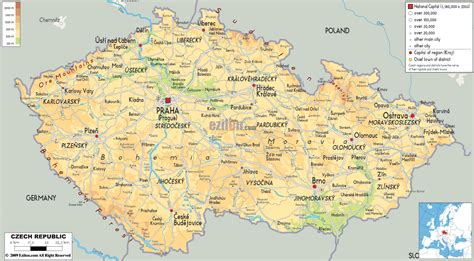 Physical Map Of Czech Republic Ezilon Maps