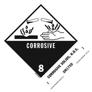 Corrosive Solid HazMat Paper Labels 5 X 4