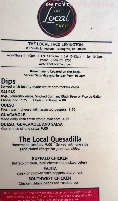 Online Menu Of The Local Taco Restaurant Lexington Kentucky 40508