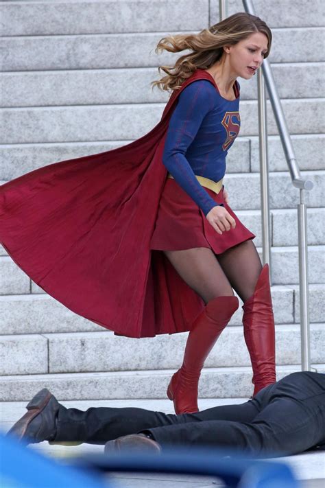 Sexy Beautiful Babes Melissa Benoist Supergirl Set In Vancouver