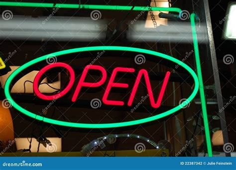 Neon Open Sign Stock Photo Image Of Shop Signs Window 22387342