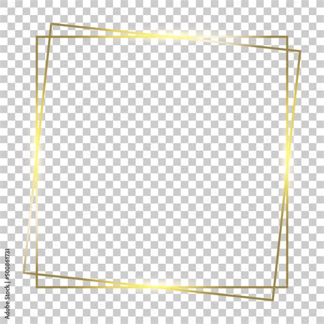 Luxury Gold Border Isolated On Transparent Vector Background Glowing Frame Graphic Mock Up
