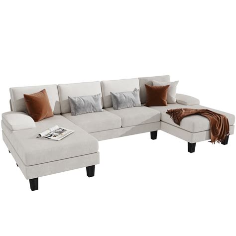 Homall Modern U-Shape Sectional Sofa, Chenille Fabric Modular Couch, 4