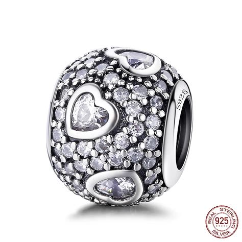 Love Heart Full Crystal 925 Sterling Silver Bead For Original Pandora