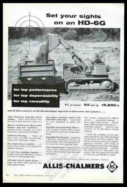 1956 Allis Chalmers Hd 6g Tractor Bucket Loader Photo Trade Print Ad