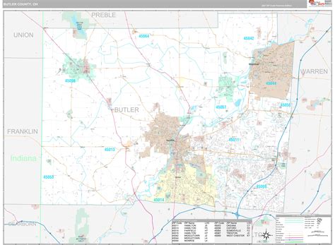 Butler County Oh Wall Map Premium Style By Marketmaps