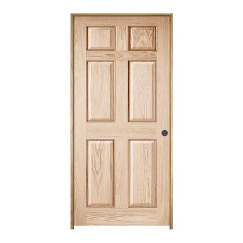Jeld Wen 28 In X 80 In Oak Clear Lacquered Left Hand 6 Panel Solid