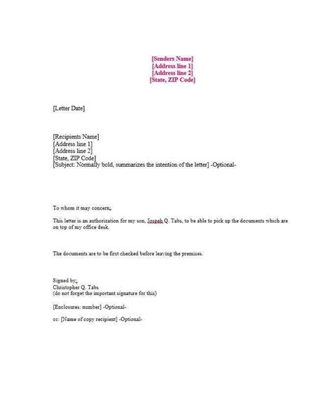 Writing the authorization letter's body: 5+ Authorization Letter Samples To Act on Behalf - Word ...